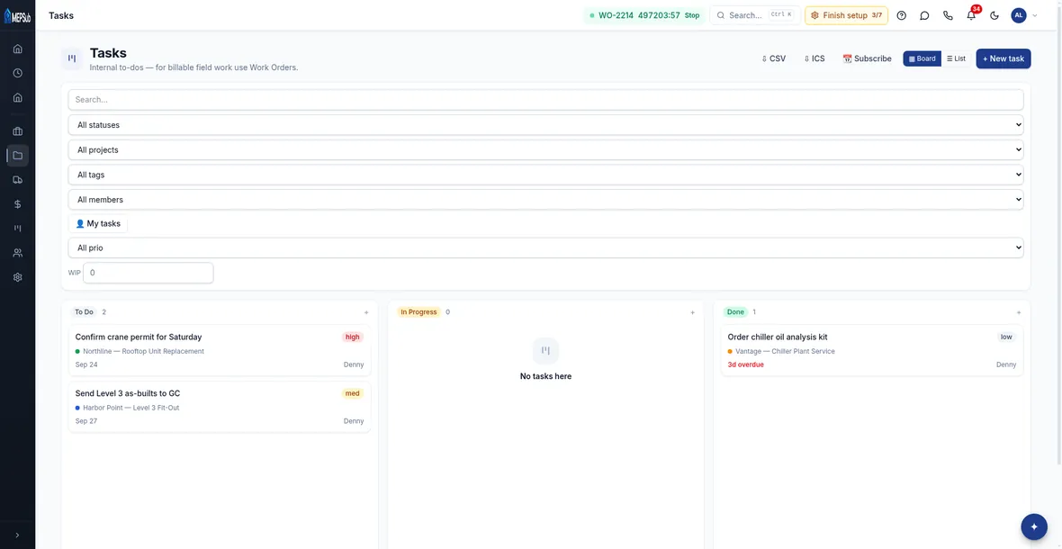MEPSub tasks — internal to-do board